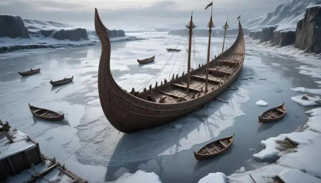 Barcos vikings preservados no gelo e na lama